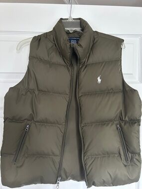 Polo by Ralph Lauren Olive Green Quilted Puffer Vest with Logo